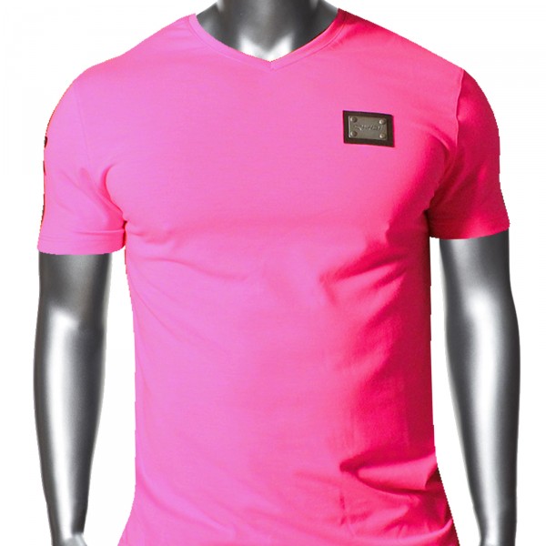 T-SHIRT EKOI 2014 COLLO A V ROSA FLUO T-SHIRT EKOI 2014 COLLO A V ROSA FLUO