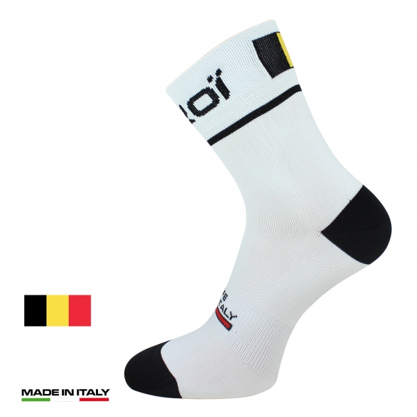 Calzini estivi ciclismo EKOI NATION Bianchi Belgio Calzini estivi ciclismo EKOI NATION Bianchi Belgio