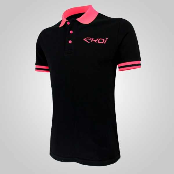 Polo été EKOI Cycling Team Noir Rose fluo Polo été EKOI Cycling Team Noir Rose fluo